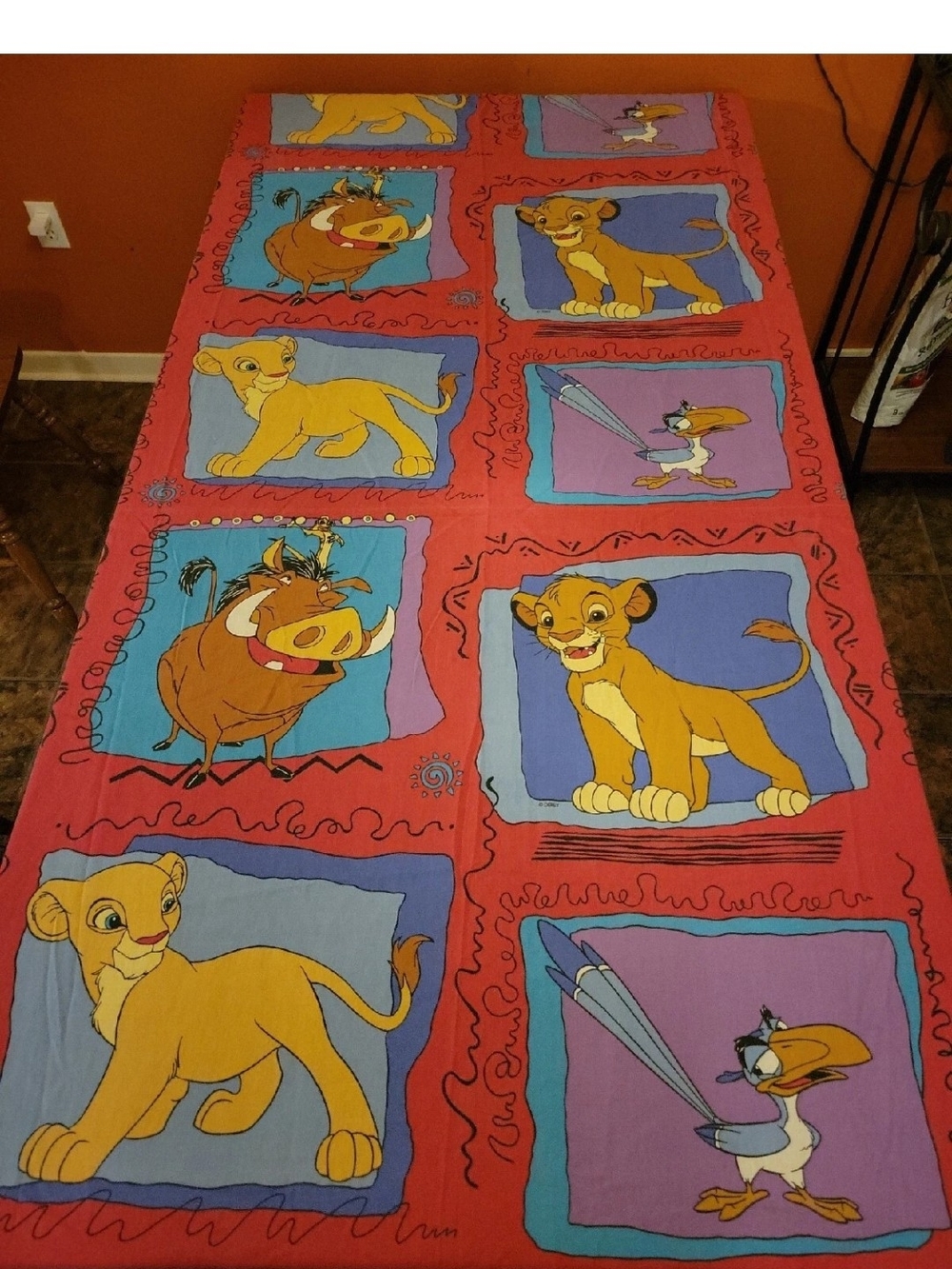Disney Lion King Twin Flat Sheet Curtians & pillow Cases Set 90s Nice condition